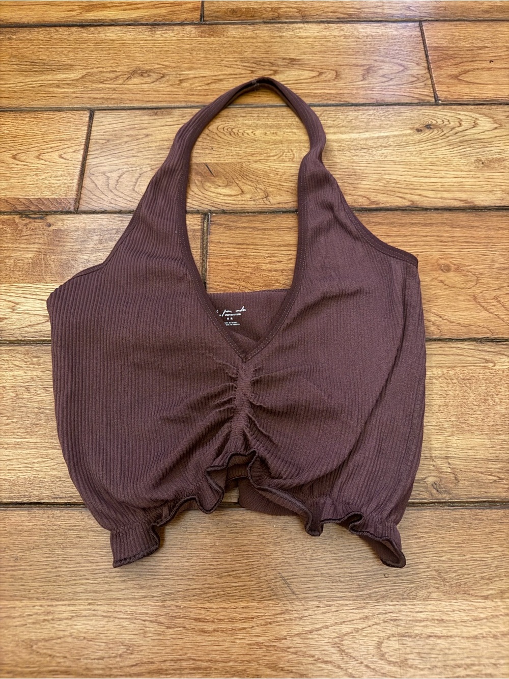 Plum Ruched Halter Crop Top